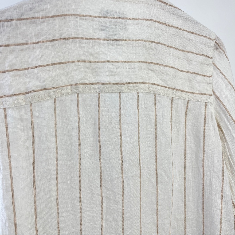 H by Halston Beige Striped Linen Button-Up Shirt Size M - Picture 5 of 5